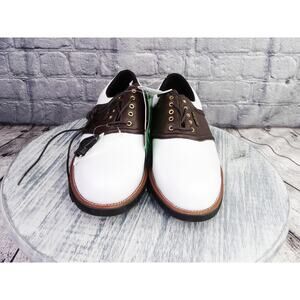 Dunlop Dry Classic Vintage Leather Golf Shoes White/Brown Men Size 12